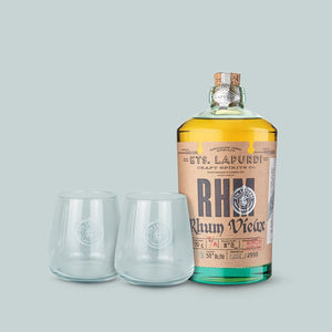 Pack Rhum Vieux RHM 3 ans d'âge 38° ETS. LAPURDI 70cl + 2 verres 35cl