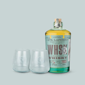 Pack Whisky Single Malt Basque WHSK 3 ans d'âge 40° ETS Lapurdi 70 cl + 2 verres 35cl